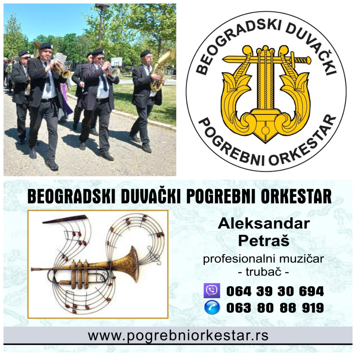 Pogrebni orkestar Beograd, trubač bleh muzika, sahrane groblje Nova Bežanija